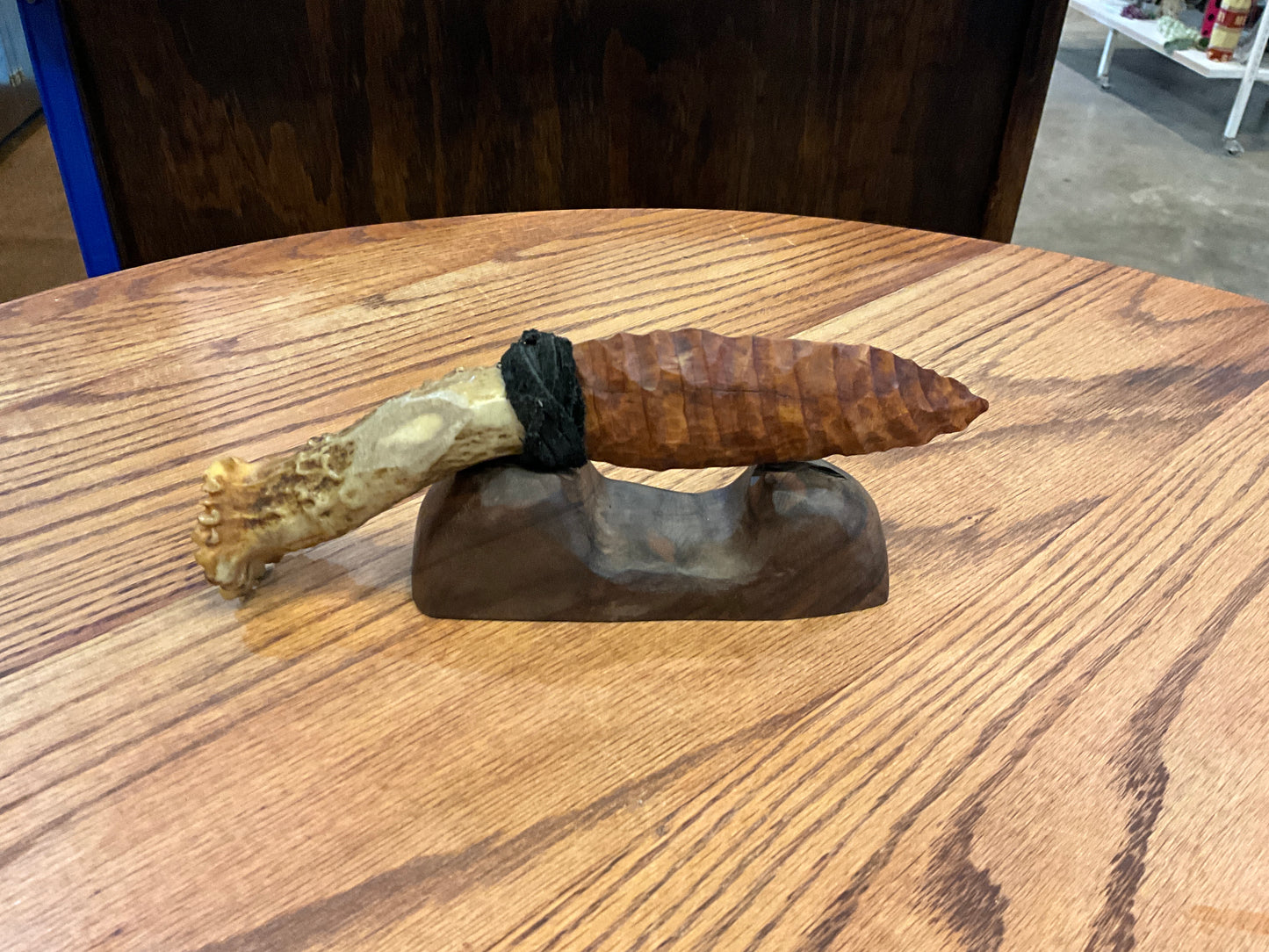 Knife - Deer Antler and stand (MW Carvings)