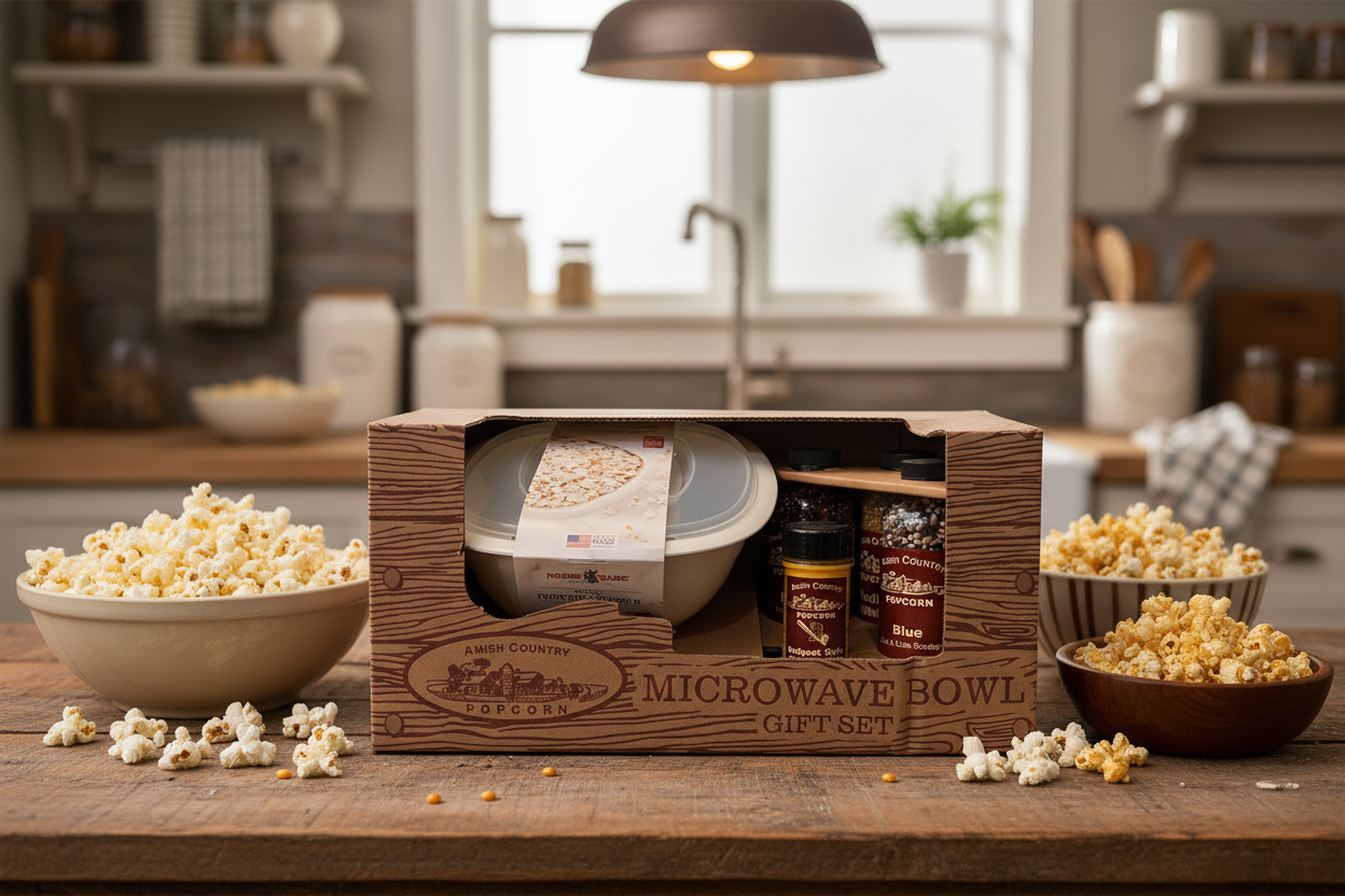 Amish Country Popcorn Microwave Bowl Gift Set