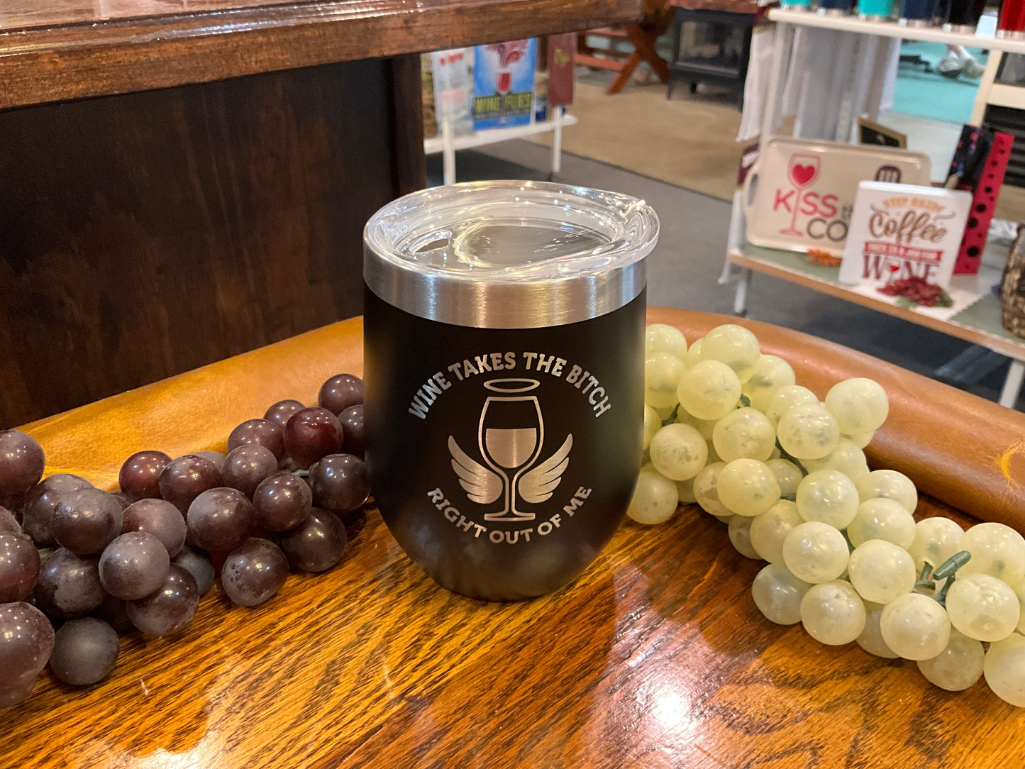 Black Insulated Tumbler (Wine Takes the Bitch Right Out of Me)