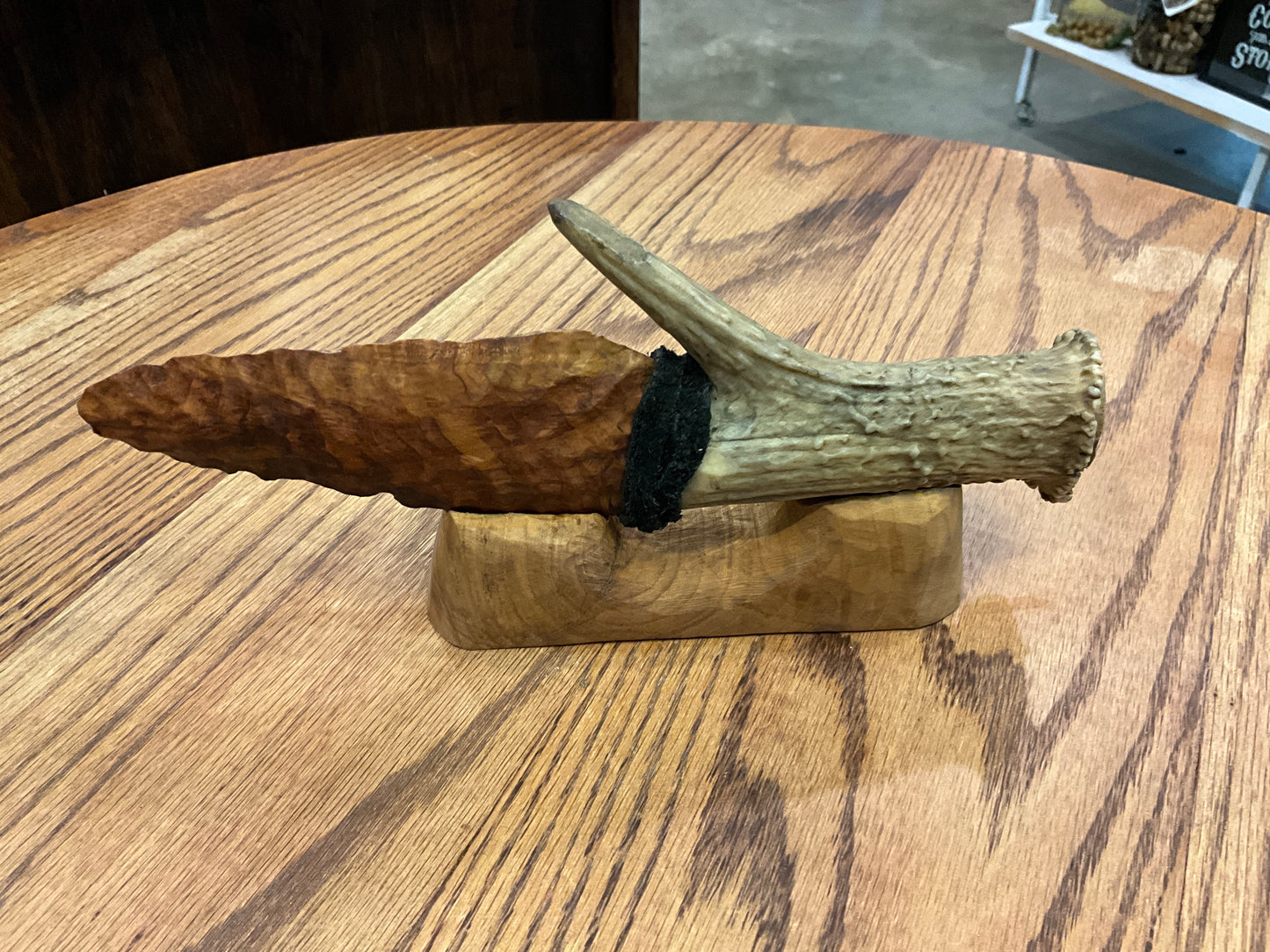 Knife - Deer Antler and stand (MW Carvings)
