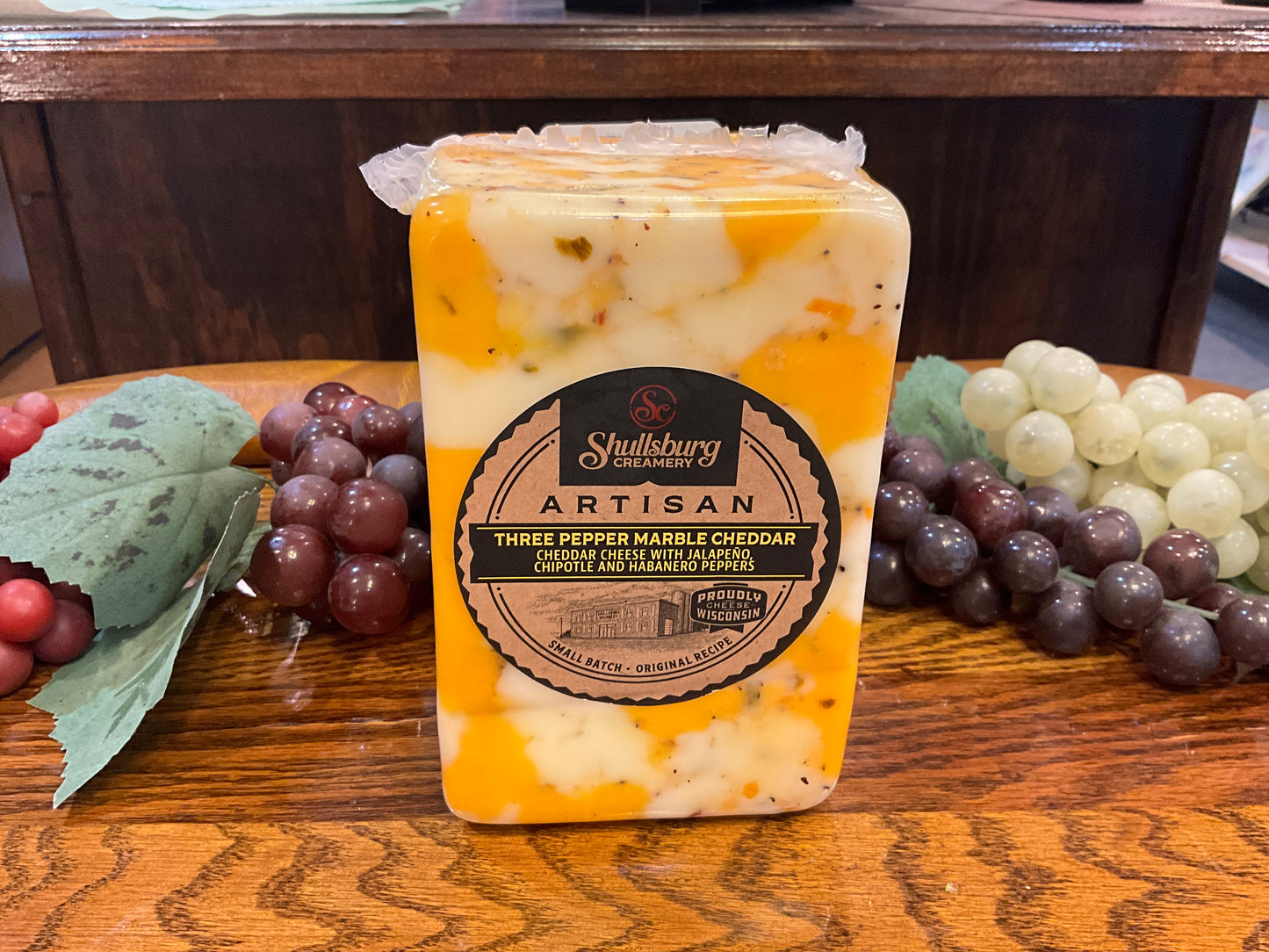 Three Pepper Marble Cheddar Artisan (sold by weight)
