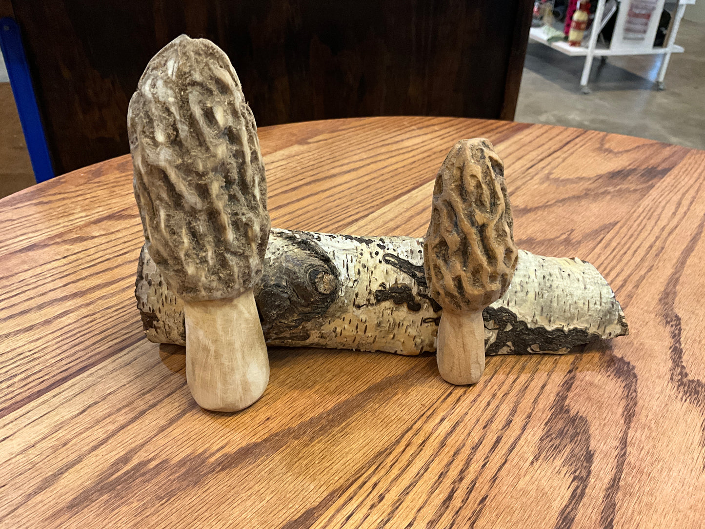 Log With Two Mushroom Carving (MW Carvings)