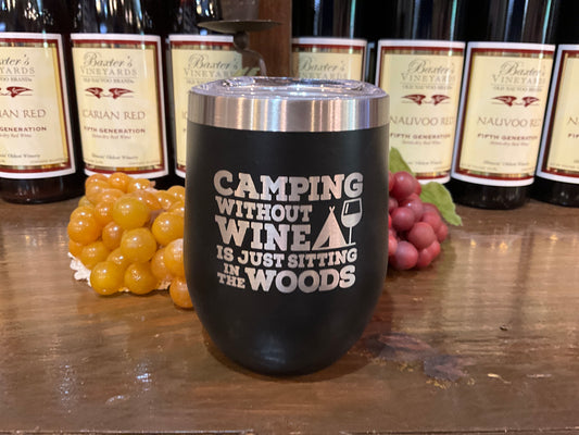 Black Insulated Tumbler (Camping Without Wine)