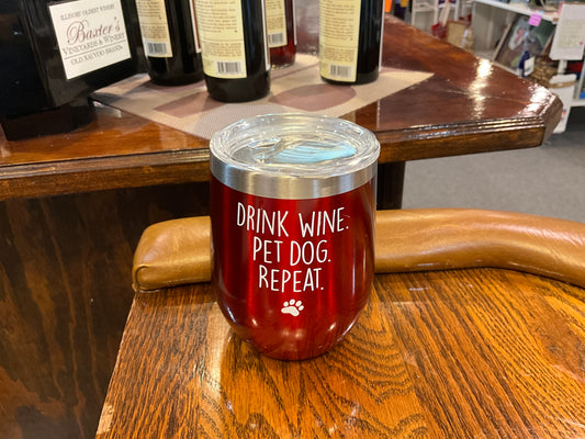 Red Insulated Tumbler (Drink Wine. Pet Dog. Repeat.)